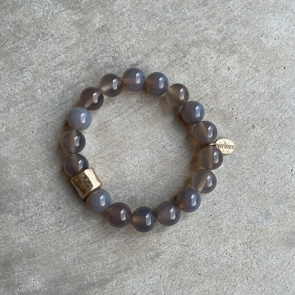 Grey and Gold Beaded Bracelet